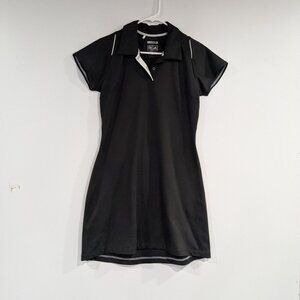 Adidas Short Sleeve Polo Shirt Dress Black White Silver Size 4